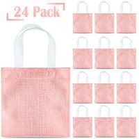 Whaline 24 Pieces 8''x8'' Non-Woven Small Party Bags, Gift Bags, Reusable Candy Goodie Bags, Glossy Tote Bags, DIY Craft Bags for Hoilday, Event, Birthday (Rose Gold)