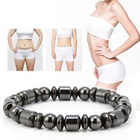 2Pcs Bracelet Magnet Unisex Stylish Weight Loss Black Stone Bracelet Health Care Magnetic Bracelet Women Men Gifts for Parents Friends