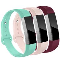 OenFoto Bands Compatible Fitbit Alta/Alta HR/Ace, Adjustable Soft Silicone Bracelet Replacement Accessory Wristband for Fitbit Alta/Alta HR/Ace,Women Men, Large Sand Pink, Teal, Wine Red