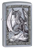 Zippo Lighter: Dragon on Rock - Street Chrome 80433