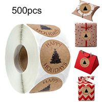LOVFASHION Christmas Stickers/500 Christmas Tags/Happy Holidays with Single Black Tree Sticker