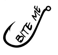 CCI Bite me Funny Fishing Decal Vinyl Sticker|Cars Trucks Vans Walls Laptop| Black |5.5 x 4.75 in|CCI1381