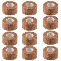 Self Adhesive Bandage Cohesive Warp Bandages Sport Medical Tape Tattoo Grip Cover Nonwovens 1"x5y 12Roll for Stretch Athletic, Ankle Sprains & Swelling, Sports，House Peta & Horse FDA Approved