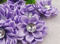 20pcs Satin The Ribbon Flowers with The Appliques Craft DIY Wedding Mix Upick (Purple)