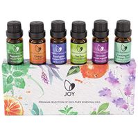 JOY 100% Pure, All Natural, Certified Organic, Premium Essential Oils Gift Set of 6x10ML - Lavender, Eucalyptus, Tea Tree, Peppermint, Lemongrass, Orange