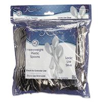 WNA REF320SP Reflections Heavyweight Plastic Utensils, Spoon, Silver, 6 1/4", 40/Pack
