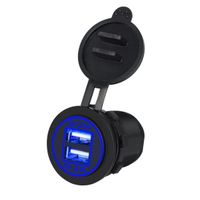 Coohole 5V 4.2A Dual USB Charger Socket Adapter Power Outlet for 12V 24V Motorcycle Car (Blue)