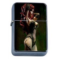 Vintage Poison Ivy Flip Top Oil Lighter S1 Smoking Cigarette Smoker Includes Silver Case
