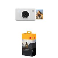KODAK Mini Shot Wireless Instant Digital Camera & Social Media Portable Photo Printer(White) with Photoprinter Cartridge MC All-in-One Paper and Color Ink Cartridge Refill(50 Pack)
