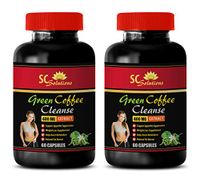 Detox superfood - Natural Green Coffee Bean Extract Cleanse 400 mg - Cascara Sagrada Capsules - 2 Bottle 120 Capsules