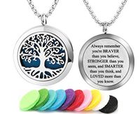 GFONDINGD Aromatherapy Essential Oil Diffuser Necklace 316L Stainless Steel Locket Pendant with 24 Inch Chain