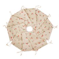 10 x Linen Jute Cloth Sack Jewelry Pouch Drawstring Gift Bags (Floral Pattern)