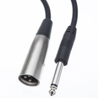 ACL 25 Feet XLR Male to 1/4 Inch Mono Male Audio Cable, Black, 2 Pack