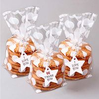 200 Pack White Polka Dot Candy Bags with Sliver twist ties, 8.1 x 5 x 1.8 inch Clear Cellophane Treat Bags for Cookie Candy Snack Wrapping Wedding Gift Chrismas Party Favor