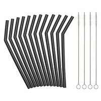 Reusable Black Silicone Straws for Toddlers & Kids - 12 pcs Flexible Short Drink 6.7" Straws for 6-12 oz Yeti/Rtic/Ozark Tumblers & 4 Cleaning Brushes - BPA Free, Eco-Friendly,no Rubber Tast
