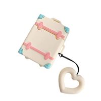 BONTOUJOUR AirPods Case, Creative Candy Color Suitcase Shape Soft TPU Silicone Case Cover Protective Skin for Apple AirPods+Lanyard-Creamy-white