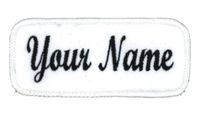 Name Patch Uniform Work Shirt Personalized Embroidered White with White Border.