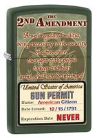 Zippo Lighter: Second Amendment Rights - Green Matte 76584