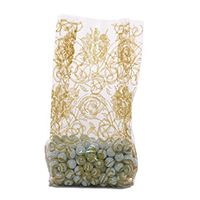 10ct. Elegant Gold"Laced Roses" 4x2x9" Medium Cello Cellophane Treat Food Snack Bags ngKE -1498