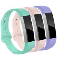 OenFoto Bands Compatible Fitbit Alta/Alta HR/Ace, Adjustable Soft Silicone Bracelet Replacement Accessory Wristband for Fitbit Alta/Alta HR/Ace,Women Men, Sand Pink, Teal, Pastel Violet Small