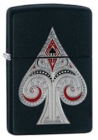 Zippo Spade Pocket Lighter with Emblem, Matte Black
