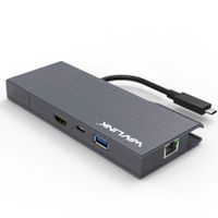 Wavlink USB 3.1 Type-C Travel Mini Dock, 7-in-1 USB C Hub with HDMI 4K@30Hz, USB3.1 with Power Delivery, Gigabit Ethernet,USB 3.0,Removable SD Card Reader for MacBook Pro and USB C Gen 2 Laptops