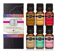 Sweet Set of 6 Premium Grade Fragrance Oils - Chocolate Mint, Cotton Candy, Caramel Corn, Orangesicle, Candy Cane, and Smores - 10ml