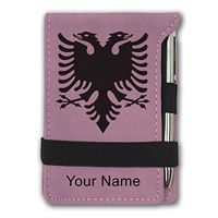 Mini Notepad, Flag of Albania, Personalized Engraving Included (Pink)