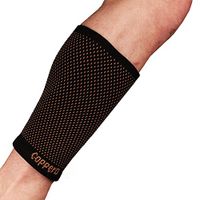 Copper D Copper Compression Calf Sleeve - Rayon from Bamboo Charcoal Copper Infused Calf Support Brace - Size Large - Extra Large - Black Partial Copper Dots - 2 Pack