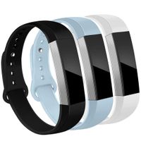 OenFoto Bands Compatible Fitbit Alta/Alta HR/Ace, Adjustable Soft Silicone Bracelet Replacement Accessory Wristband for Fitbit Alta/Alta HR/Ace,Women Men, Black, White,Light Blue Small