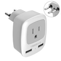 Switzerland Power Adapter Travel Plug, TESSAN Swiss Outlet Adapter with 2 USB Ports + USA Input for US to Switzerland, Liechtenstein, Rwanda (Type J)