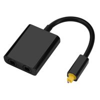Optical Cable,Digital Audio Cable Dual Port Toslink Optical Audio Adapter 1 in 2 Out Black Optical Audio Splitter Adapter Audio Cable