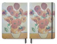 Van Gogh Art - PU (Vegan) Leather A5 Notebook - Lined Pages - Sunflowers in Vase