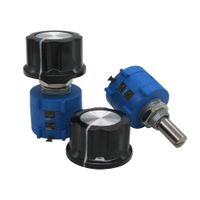 Taiss / 2pcs 3590S 10-Turn Rotary Wire Wound Precision Potentiometer, Precision Multi Turn Wirewound Potentiometer, 10 Ring Adjustable Resistor + 2pcs A03 knob (3590S-2-102L 1k ohm)