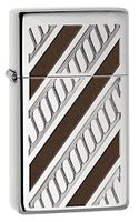 Zippo High Polished Chrome Slim Armor Rope Band Pocket Lighter
