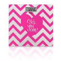 Coby Fashion Printed Inspriational Yes You Can Digital Glass Body Weight Bathroom Scale with Step-On Technology, 400 Pounds, Ultra Slim Modern Design