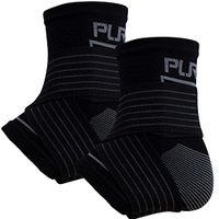 Ankle Support Brace – Compression Sleeve with Adjustable Strap, Great for Running, Ankle Sprains (S/M, Black - 1 Pair (Two Sleeves))