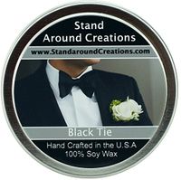 Stand Around Creations Premium 100% All Natural Soy Wax Aromatherapy Candle - 6oz Tin - Black Tie: Sophisticated Notes of Black Peppercorn and Leather with Warm Woods, Patchouli, Musk and Citrus.
