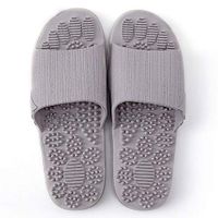 Acupressure Massage Slippers Therapeutic Reflexology Sandals for Foot Acupoint Massage Shiatsu Arch Pain Relief Non-Slip Massage Shoes for Bath Shower (Gray)