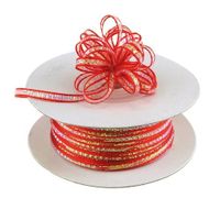 Ben Collection 1/4" X 25 Yards Iridescent Pull String Bows Ribbon (Red)