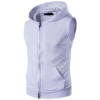 Forthery Men Workout Hooded Tank Top Shirt Letter Sleeveless Pullover Hoodie Sports Vest Shirts (White, US M = Asia L)