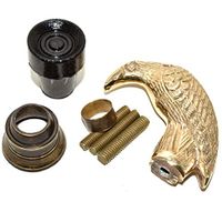 Eve.Store Carved Falcon Eagle Head Brass Pipe Wooden Walking Stick Cane Handle