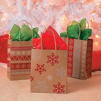 RED/WHITE NORDIC PRINT CRAFT BAG (DZ) - Party Supplies - 12 Pieces