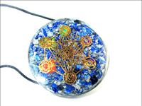 Jet Lapis Lazuli Orgone Chakra Pendant Metatron's Cube Round 2 inch Approx. Diameter 3rd Eye Activation Boost Healing Gemstone Chakra Balancing Crystal Grid Jet Crystal Image is JUST A Reference