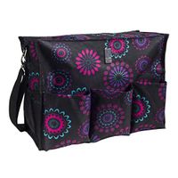 Wheelchair Backpack Organizer Bag for Back of Chair, Large Storage Pack with Zipper for Chair Users, 5 Pouch Pockets, Carry Tote Accessories for Electric, Manual or Powered Chairs (Purple Circle)