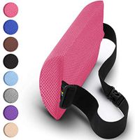 Lumbar Support Pillow Memory Foam Lower Back Cushion with Adjustable Straps Perfect for Computer – Office Chair – car seat/Breathable Machine Washable Cover (Slim-Pink)