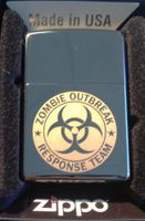 Zippo Custom Lighter - Biohazard Toxic Seal Zombie Outbreak Response Team Logo Black ICE High Polish Chrome Rare!