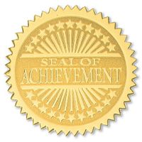 Seal of Achievement Embossed Gold Certificate Seals, 102 Pack