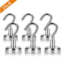 UPZHIJI Magnetic Hooks,Powerful 25LB Neodymium Heavy Duty,Ideal for Indoor/Outdoor Hanging（6Pack）