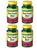 Spring Valley Red Yeast Rice Herbal Supplement, 600 mg Per Capsule X 2 Capsules=1200 mg Per Serving, 4 Bottles of 60 Capsules (4 Pack)